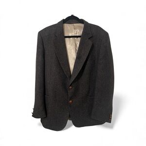Men’s Vintage English Manor Herringbone Dark Brown Blazer|Rare Find|100% Wool